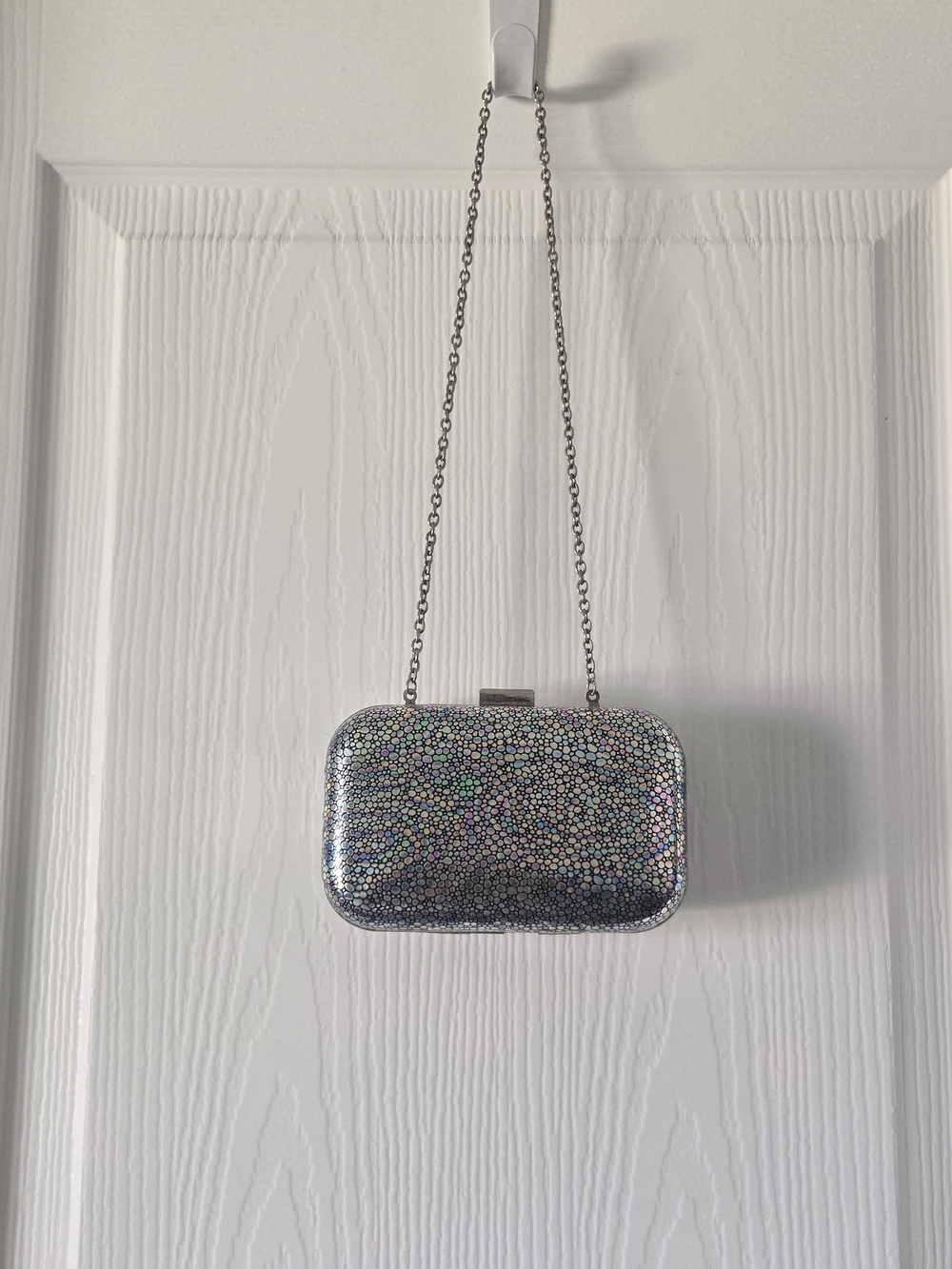 Holographic Sparkle Clutch Bag with Chain Strap